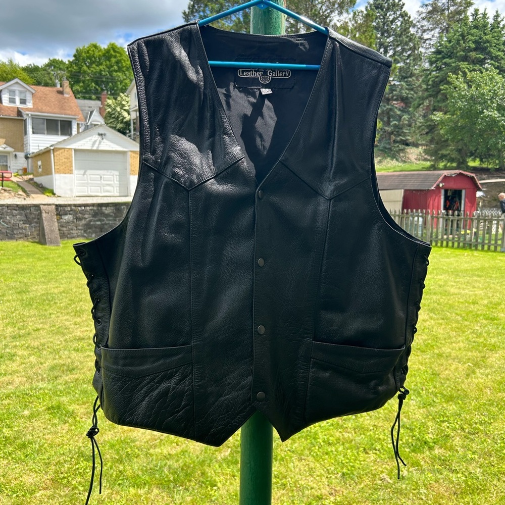 Leather Gallery Biker Jacket | Muscle Jacket |Vest with Elastic Side adjustments